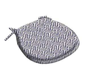 Blue Geometric Outdoor Water Resistant Seat Pad or Cushion