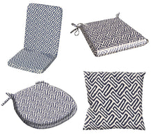 Load image into Gallery viewer, Blue Geometric Outdoor Water Resistant Seat Pad or Cushion