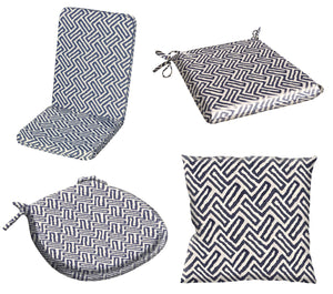 Blue Geometric Outdoor Water Resistant Seat Pad or Cushion