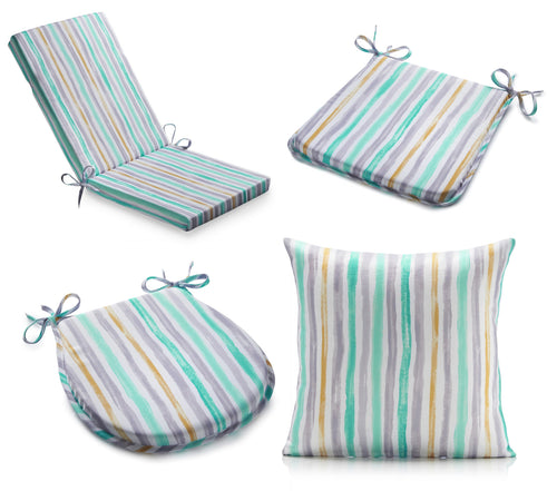 Striped Outdoor Garden Furniture Water Resistant Seat Pad, Cushion or Cover