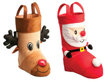 Load image into Gallery viewer, Embroidered &amp; Plush Christmas Boot for Sweets or Wine (Santa or Reindeer)