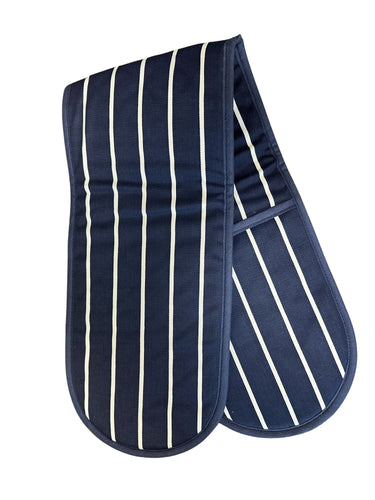 Navy & White Butchers Double Oven Glove