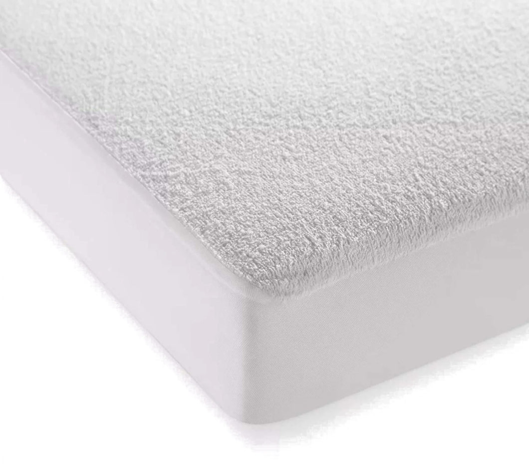 Mattress Protector Terry Towelling Waterproof Fitted (White)