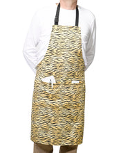 Load image into Gallery viewer, Tiger Print Bib Apron &amp; Gauntlet or Double Oven Glove Set