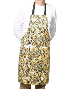Tiger Print Bib Apron with Pocket & Adjustable Ties (28" x 36")
