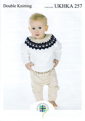 UKHKA 257 Double Knitting Pattern - Yoked Sweater & Cardigan