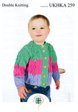 Load image into Gallery viewer, UKHKA 259 Double Knitting Pattern – Cabled &amp; Booble Sweater Cardigan Combo