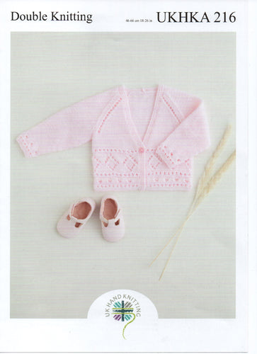 UKHKA 216 Double Knit Knitting Pattern - Baby Cardigans