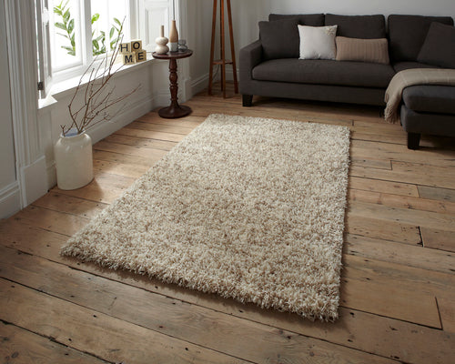 Vista Shaggy Pile Machine Made Rug - Cream (Various Sizes)