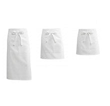 Load image into Gallery viewer, Pack of 5 White Polycotton Waist Aprons with Pocket (3 Lengths)