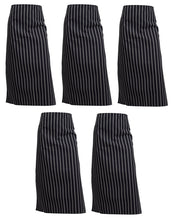 Load image into Gallery viewer, Woven Stripe Butchers Half Apron 1 / 5 Pack (Navy Blue)