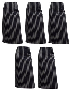Woven Stripe Butchers Half Apron 1 / 5 Pack (Navy Blue)