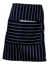 Load image into Gallery viewer, Woven Stripe Butchers Half Apron - Pocket, Bleach Resistant (Navy)