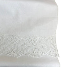 Load image into Gallery viewer, Extra Long White Chair Back with Lace Panels 51cm x 112cm