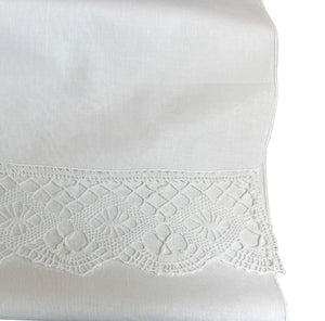 Extra Long White Chair Back with Lace Panels 51cm x 112cm