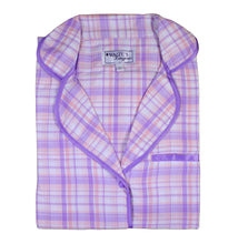 Load image into Gallery viewer, Ladies 100% Combed Cotton Tartan Nightshirt Small (Lilac)