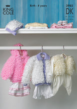 Load image into Gallery viewer, King Cole Double Knit Knitting Pattern - Baby Jacket Bolero &amp; Hat (2985)