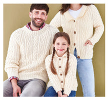 Load image into Gallery viewer, King Cole Aran Knitting Pattern - Family Cable Knit Cardigans &amp; Sweater (3019)