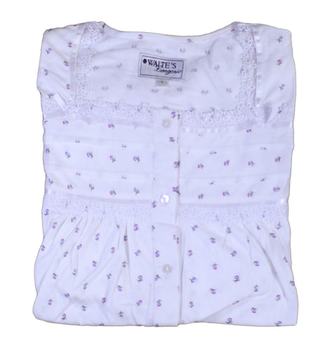 Ladies 100% Cotton Floral Cap Sleeve Pyjamas Set Small (Lilac)