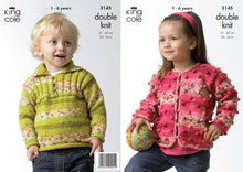 Load image into Gallery viewer, King Cole Double Knitting Pattern - 3145 Girls Cardigan &amp; Boys Sweater