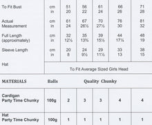 Load image into Gallery viewer, James Brett Chunky Knit Pattern Baby Kids Hat &amp; Cardigan Party Time Wool (JB342)