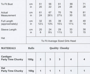 James Brett Chunky Knit Pattern Baby Kids Hat & Cardigan Party Time Wool (JB342)