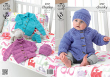 Load image into Gallery viewer, King Cole Chunky Knitting Pattern - Baby Jackets Hat &amp; Mittens (3707)