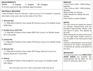King Cole Aran Knitting Pattern - Childrens Hats (5100)