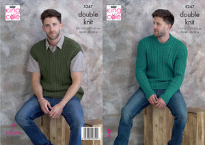 King Cole Double Knitting Pattern - Mens Sweater & Pullover (5247)