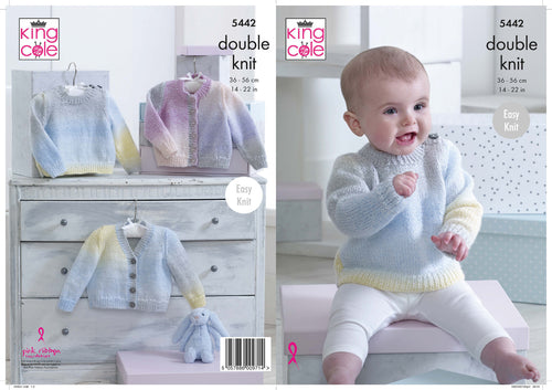 King Cole Double Knitting Pattern - Baby Sweater & Cardigans (5442)