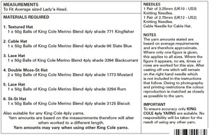 King Cole 4ply Knitting Pattern - Ladies Hats (5463)
