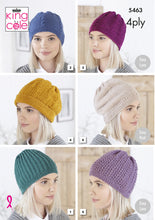 Load image into Gallery viewer, King Cole 4ply Knitting Pattern - Ladies Hats (5463)
