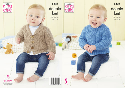King Cole Double Knitting Pattern - Baby Sweaters & Jacket (5472)
