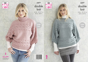 King Cole Double Knitting Pattern - Ladies Sweaters (5477)