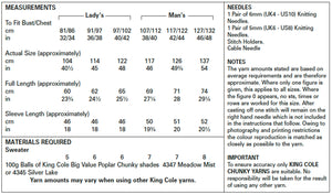 King Cole Chunky Knitting Pattern - Ladies/Mens Sweaters (5499)