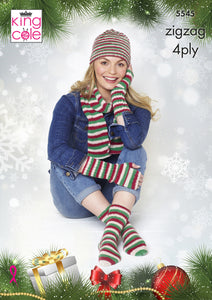 King Cole 4ply Knitting Pattern - Ladies Winter Accessories (5545)