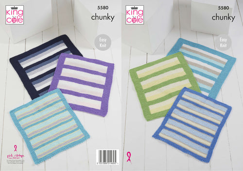 King Cole Chunky Knitting Pattern - Blankets (5580)