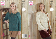 Load image into Gallery viewer, King Cole Aran Knitting Pattern - Ladies Sweater &amp; Cardigan (5590)