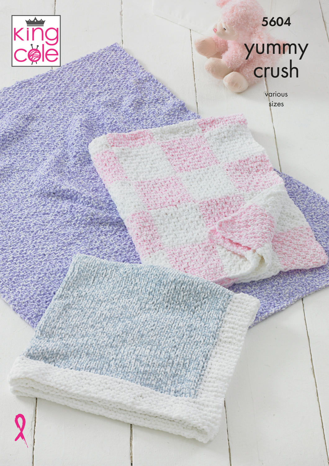 King Cole Yummy Crush Chunky Knitting Pattern - Blankets (5604)