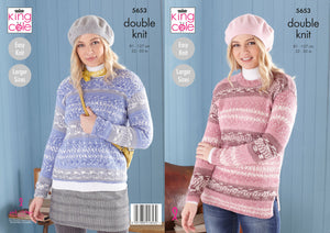King Cole Double Knitting Pattern - Ladies Sweater & Tunic (5653)