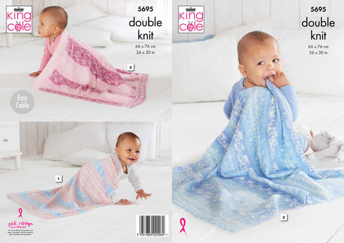 King Cole Double Knitting Pattern - Baby Blankets (5695)