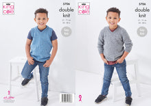 Load image into Gallery viewer, King Cole Double Knit Knitting Pattern - Boys Sweater &amp; Slipover (5706)