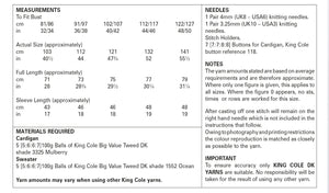 King Cole Double Knit Knitting Pattern - Ladies Cardigan & Sweater (5707)