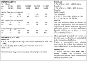 King Cole Aran Knitting Pattern - Ladies Waistcoat & Jacket (5721)