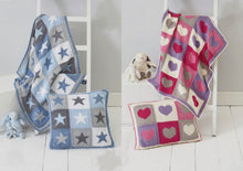 Load image into Gallery viewer, King Cole Knitting Pattern DK – Hearts or Stars Blanket &amp; Cushion Cover (5734)