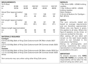 King Cole Double Knit Knitting Pattern - Ladies Sweater & Cardigan (5747)