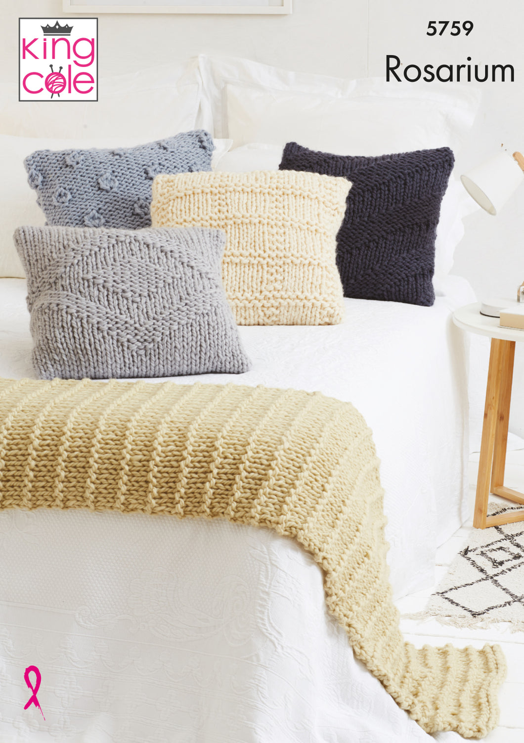 King Cole Rosarium Knitting Pattern - Cushion Cover & Bed Runner (5759)