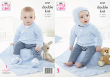 Load image into Gallery viewer, King Cole DK Knitting Pattern - Baby Blanket Sweaters Helmet &amp; Bootees (5767)