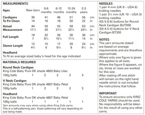 King Cole Double Knit Knitting Pattern - Baby Cardigans & Headband (5773)