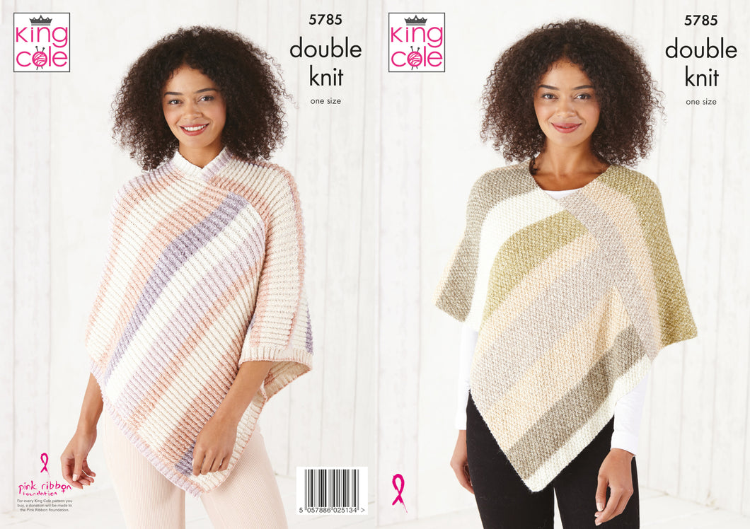 King Cole Double Knitting Pattern - Ladies Ponchos (5785)
